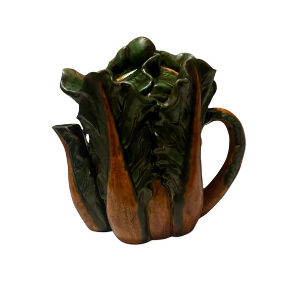 Bok Choy Leaf Ceramic Tea Pot | Vintage Decor - Picture 3 of 9